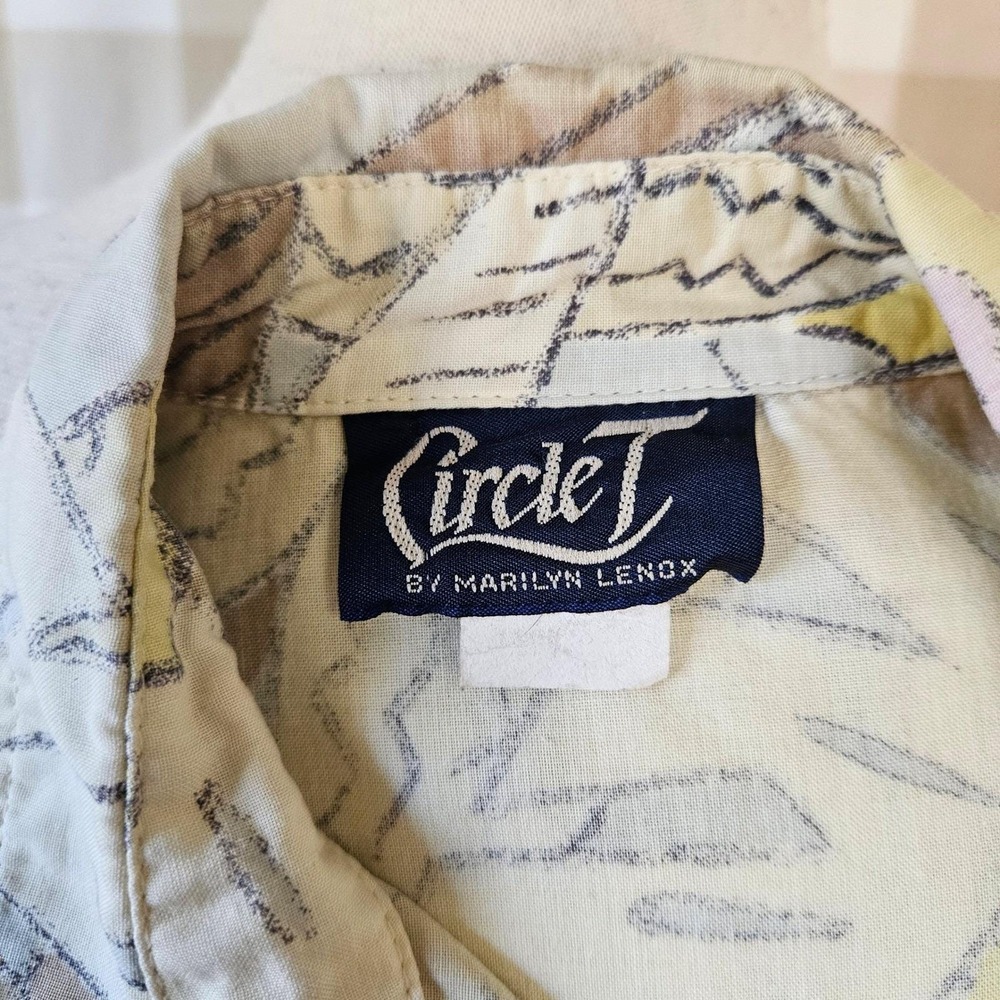 Vtg 80s Circle T by Marilyn Lenox Western Hawaiian Tropical Floral Shirt L - Picture 7 of 8